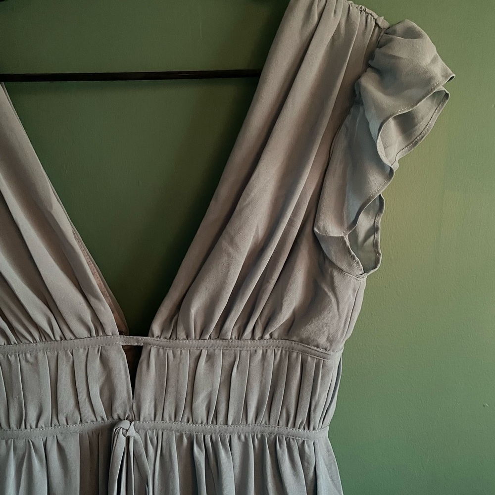 Lulus I'm All Yours Slate Blue Ruffled Maxi Dress, Size XS, NWT